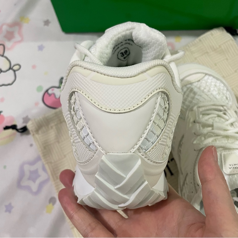 Bottega Veneta White Mesh & Leather Sneakers - Picture 12 of 12